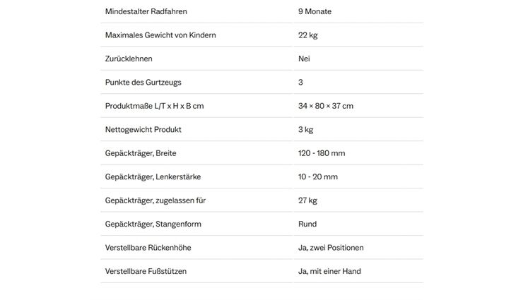 Hamax Kindersitz Zenith Gepäckträger bis 22kg
