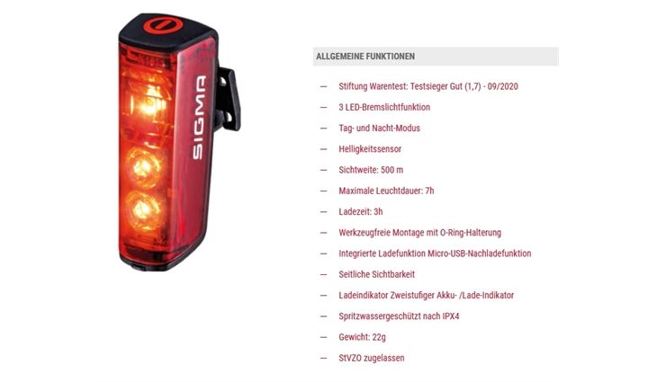 SIGMA Rücklicht LED Blaze LINK mit Bremslicht