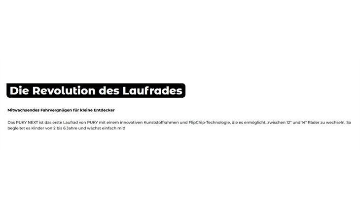 PUKY Laufrad NEXT 14 - 2,5J 95*-130cm 4,1kg
