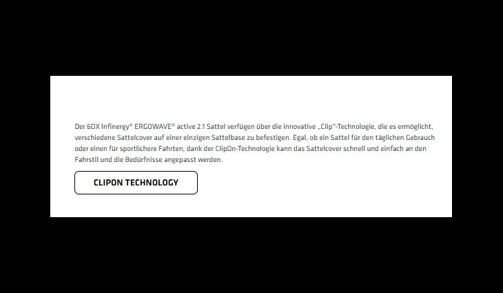 SQlab Sattel 6OX 14 Infinergy ERGOWAVE active 2.1 ClipOn