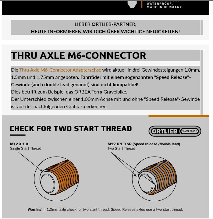 Trailer Axxle Steckachse Für Orbea Fahrradanhänger - M12 X 1,5, Made In Germany