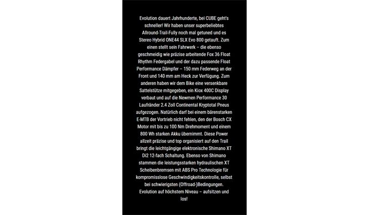 CUBE Stereo Hybrid ONE44 HPC SLX Evo L Di2ESS ABS800 26