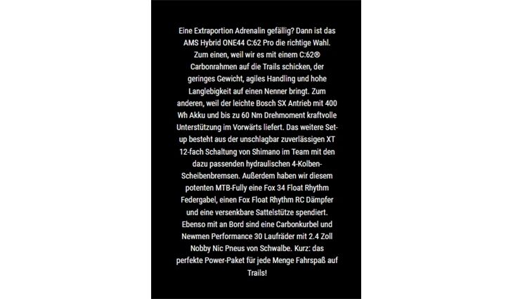 CUBE AMS Hybrid ONE44 C:62 Pro SX400X M 18,1kg 2026