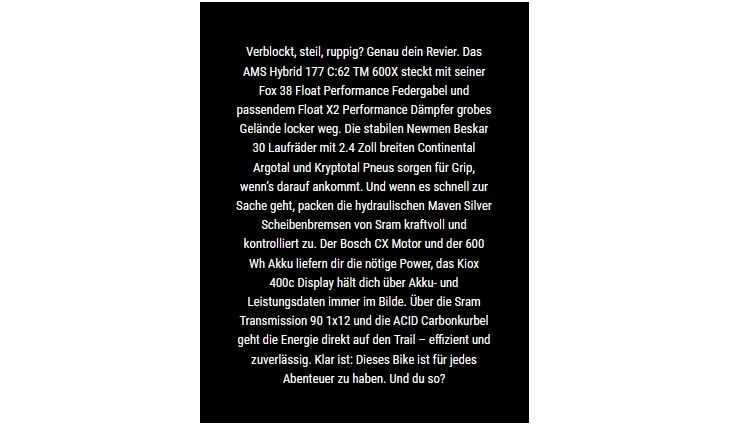 CUBE AMS Hybrid 177 C:62 TM CX38 600X L 21,9kg 2026