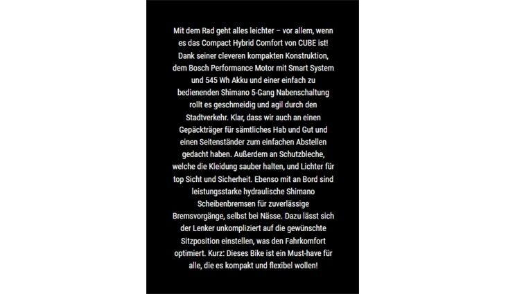 CUBE Compact Hybrid Comfort 545 PL75NM 20 OneSize 2026