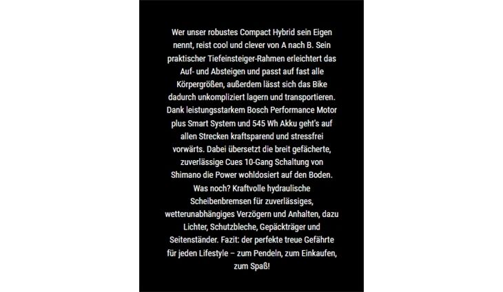 CUBE Compact Hybrid 545 PML75NM 9 Gang K 20": Uni 2026