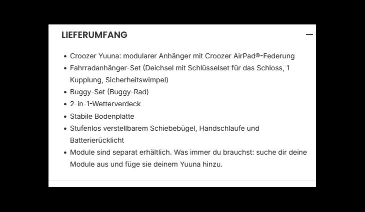 CROOZER Anhänger Yuuna Grundmodell Modular auf Bestellung