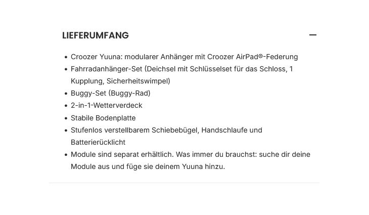 CROOZER Anhänger Yuuna Grundmodell Premiumsitz