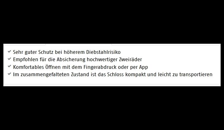 ABUS Faltschloss Bordo 6000AFP/120 BK SH Fingerabdruck