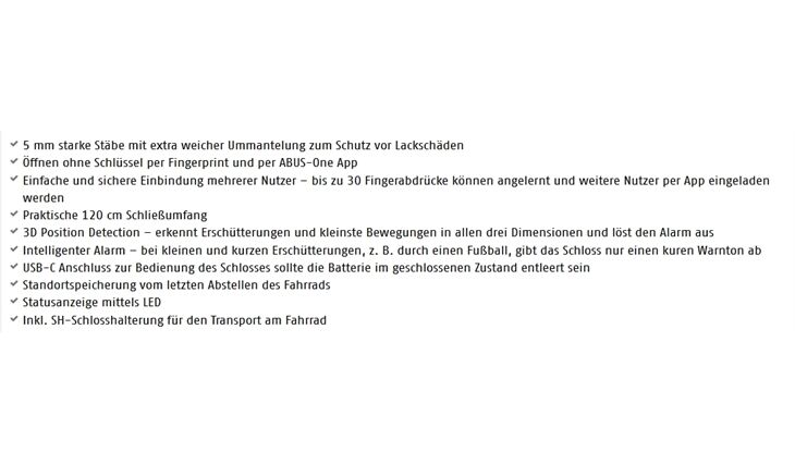 ABUS Faltschloss Bordo 6000AFP/120 BK SH Fingerabdruck