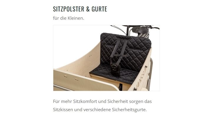 Johansson Bikes Aufpreis Komfort-Sicherheitsgurt Fiete Transport