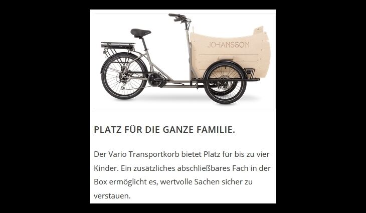 Johansson Bikes Aufpreis Vario Transportkorb Fiete Transport