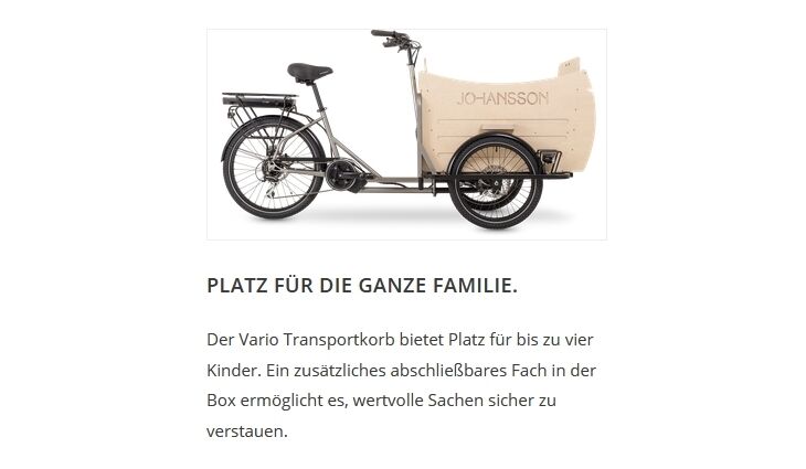 Johansson Bikes Aufpreis Vario Transportkorb Fiete Transport
