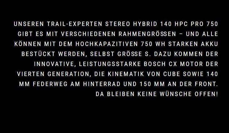 CUBE Stereo Hybrid 140 HPC Pro750 M 18" 2023/24