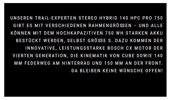 CUBE Bikes E Stereo Hybrid 140 HPC Pro750 27,5 S16" 2023/24