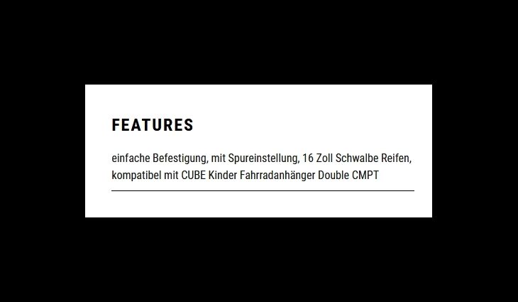 CUBE Jogger Kit für Kinder Fahrradanhänger Double CMPT