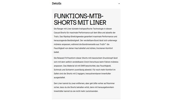 FOX Bekleidung Hose Short Ranger Gr34 mit 2 lagigem Innenfutter