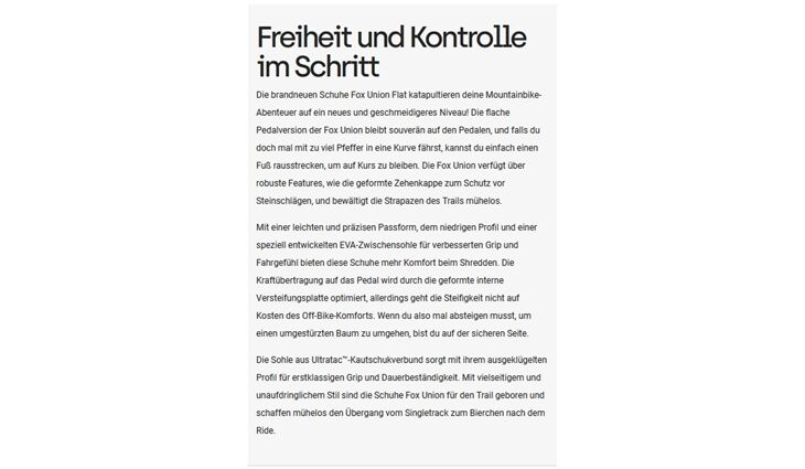 FOX Bekleidung Schuh MTB 42,5 Union Flat Paar