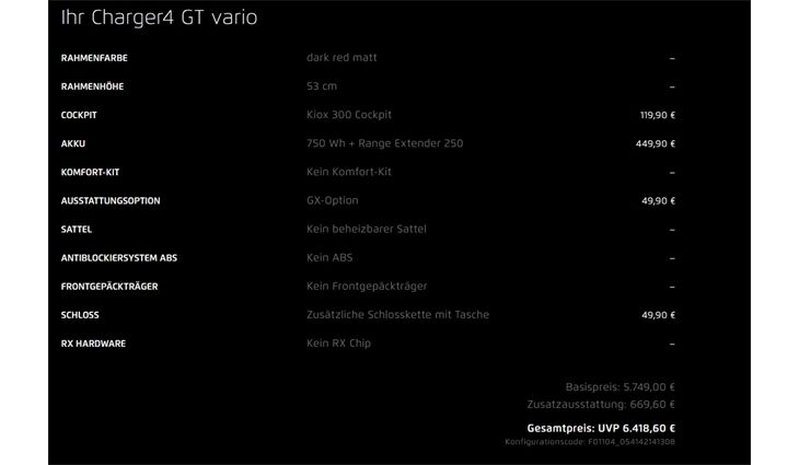 Riese&Müller Charger4 GT Vario 53cm 750+250WH/300/GX/Kette