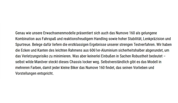 CUBE MTB Numove 160 Freilauf 102-111cm 5,6 kg