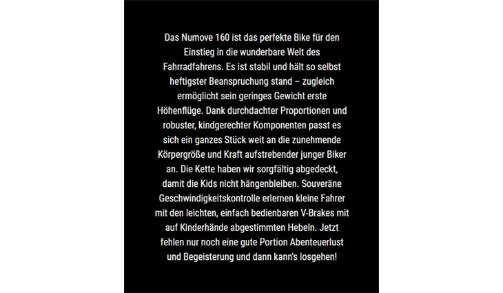 CUBE MTB Numove 160 Freilauf 102-111cm 5,6 kg