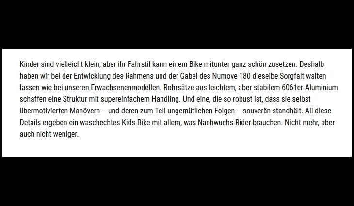CUBE MTB Numove 180 Freilauf 107-118cm 5,9 kg