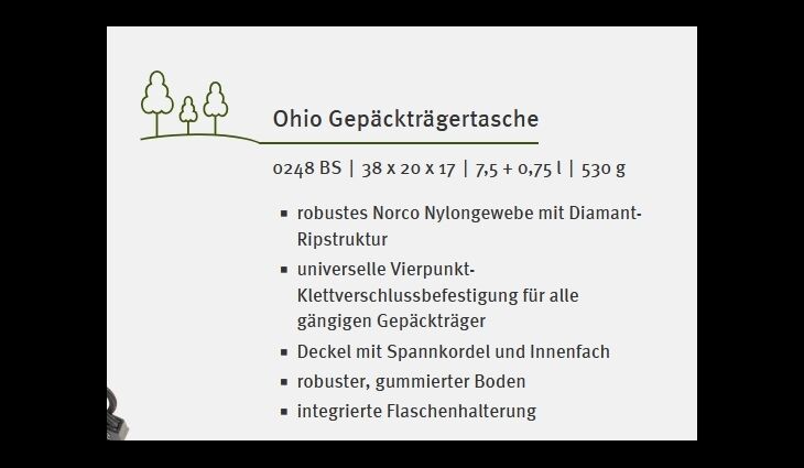 NORCO Gepäckträgertache OHIO UNIKLIP 2 7,5+0,75l