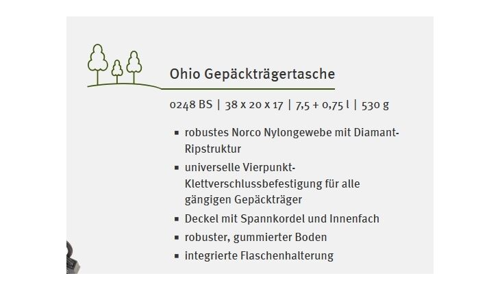 NORCO Gepäckträgertache OHIO UNIKLIP 2 7,5+0,75l