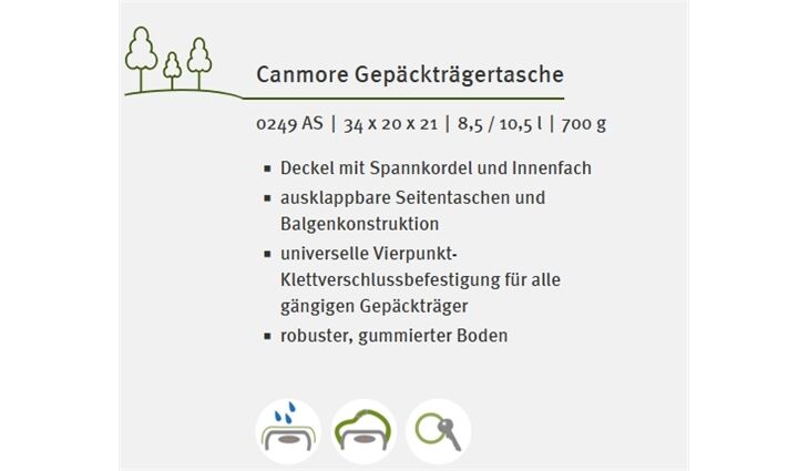 NORCO Gepäckträgertasche CANMORE UNIKLIP 2 8,5 10,5l